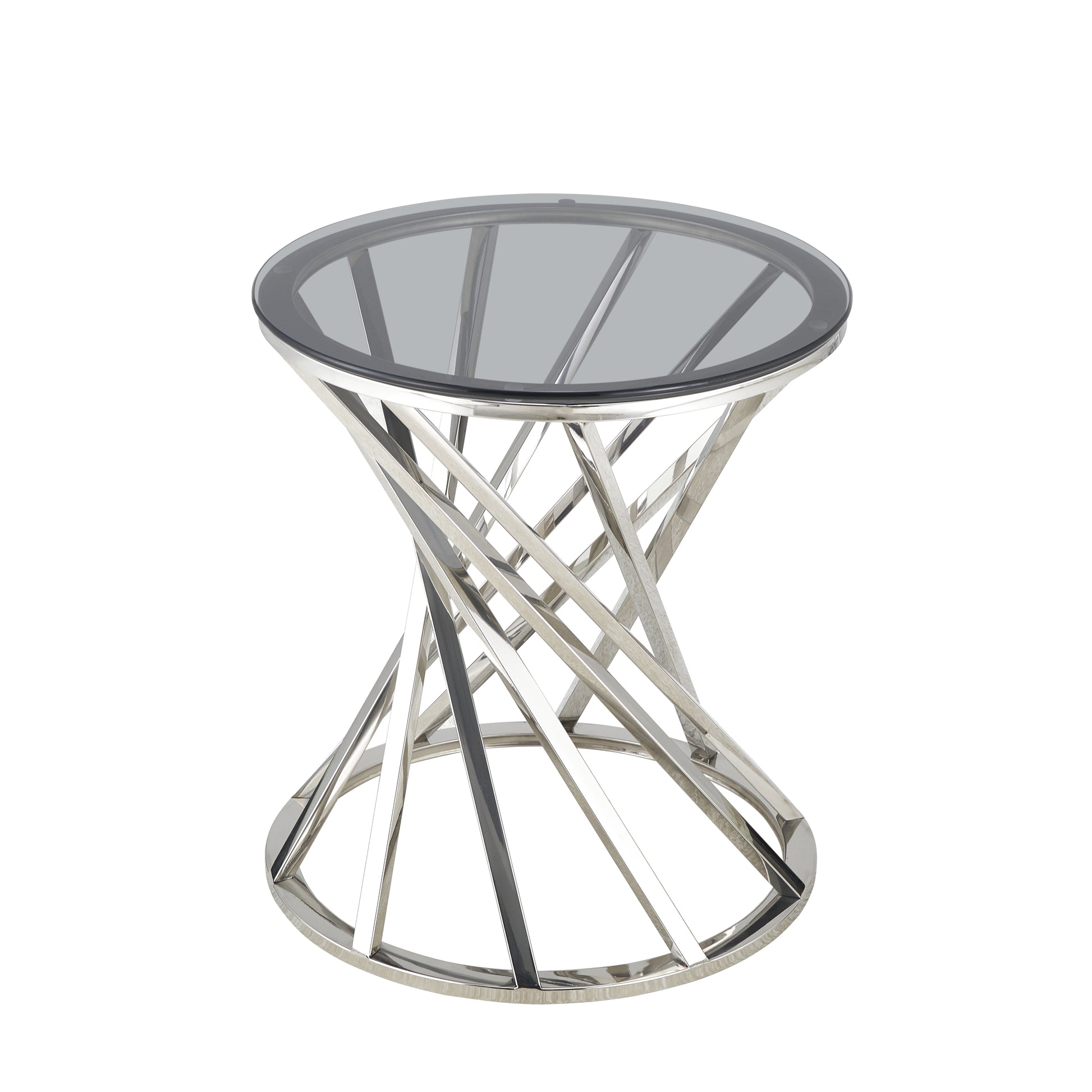 Modern Side Table with Blue Crystal Grey Tempered Glass