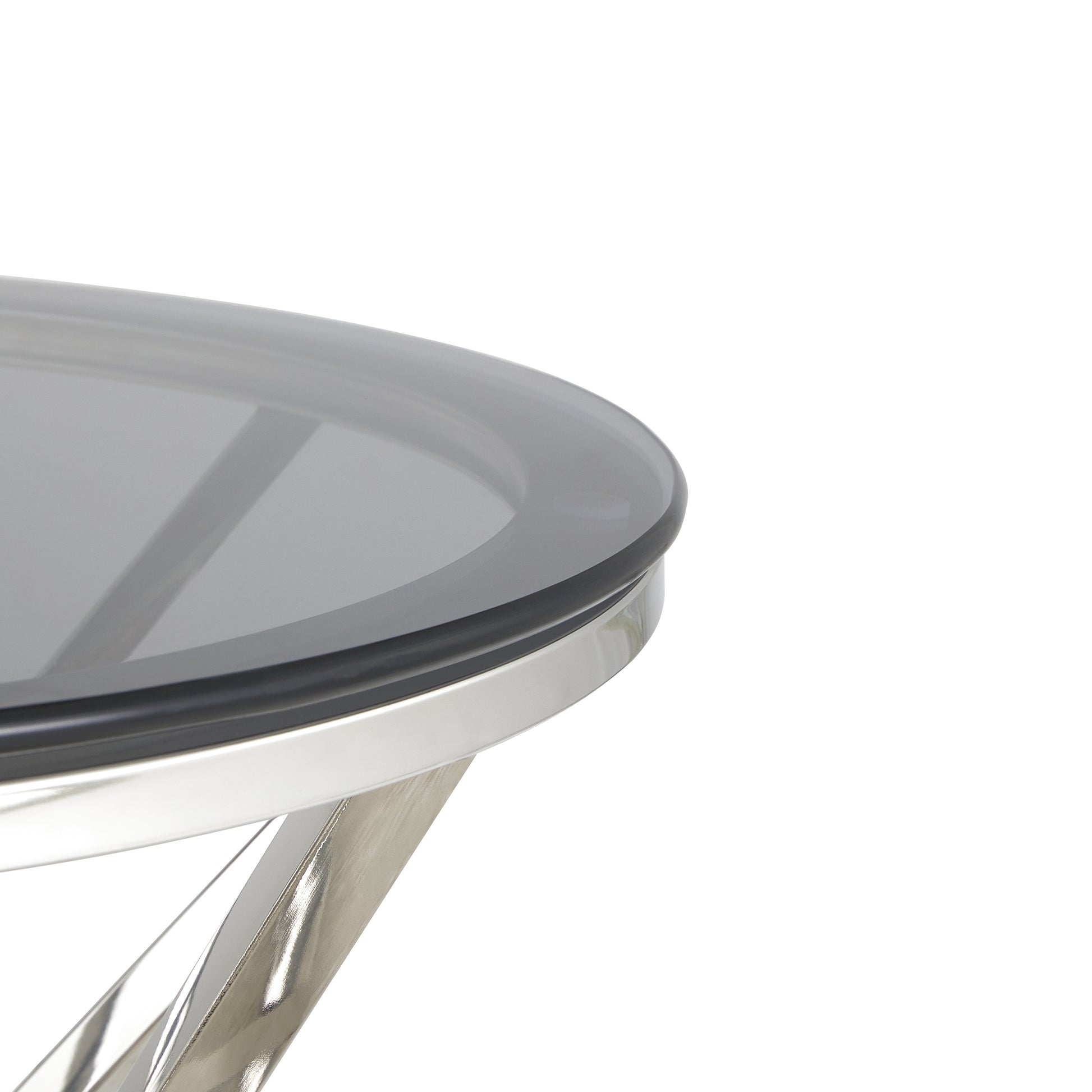 Modern Side Table with Blue Crystal Grey Tempered Glass