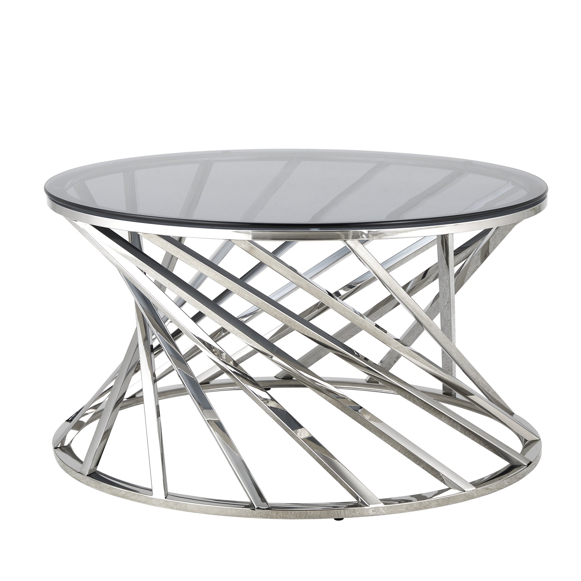 Modern Coffee Table with Blue Crystal Grey Tempered Glass