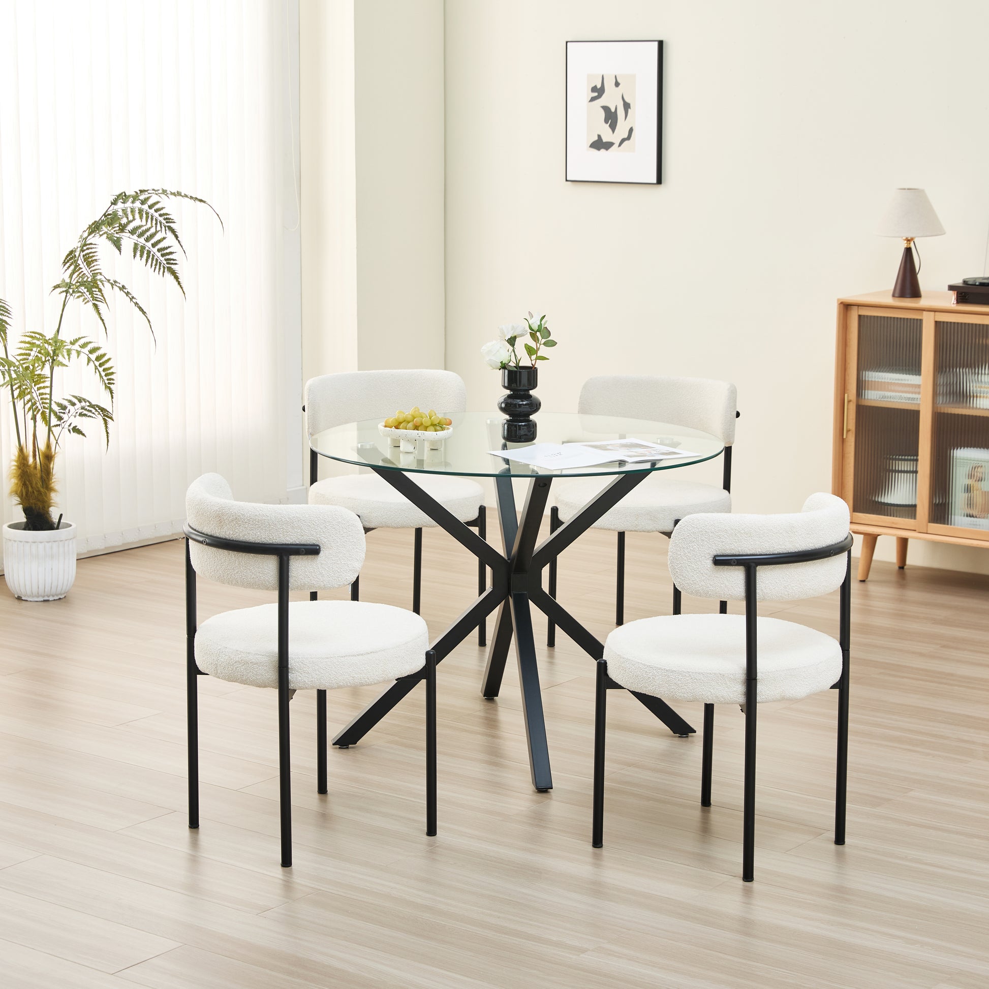 Modern Round Tempered Glass Dining Table