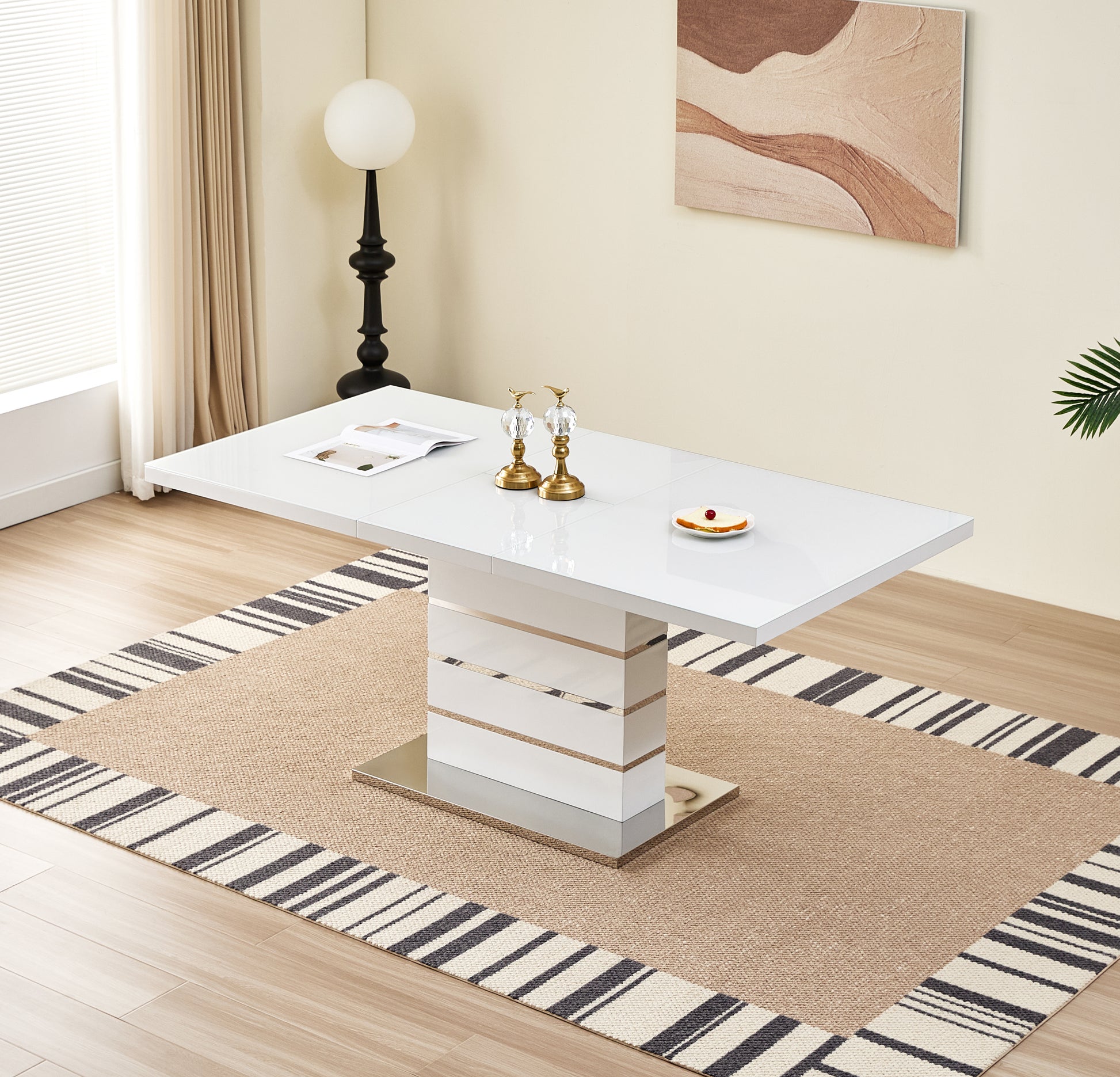 Modern MDF and Tempered Glass Dining Table