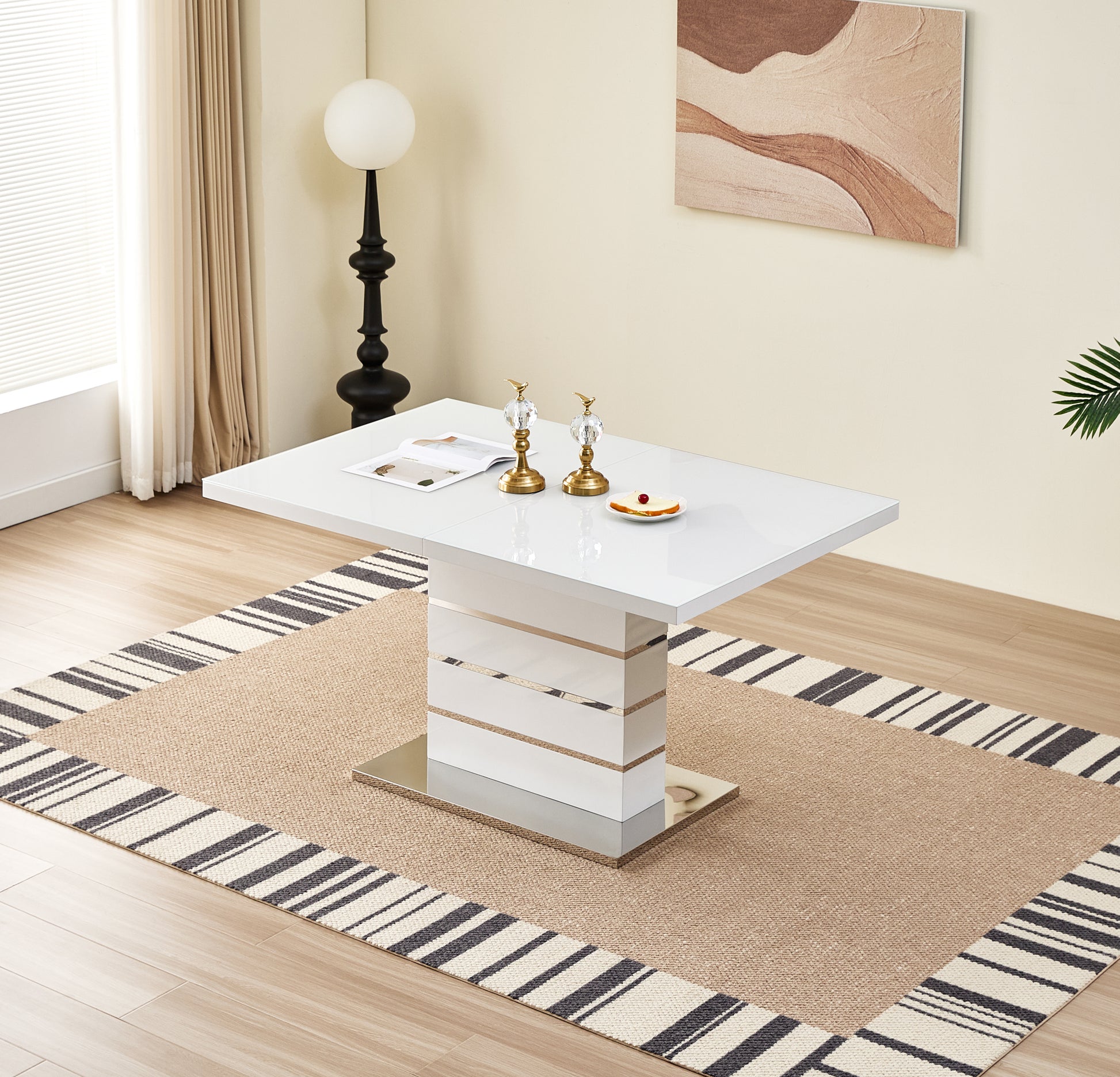Modern MDF and Tempered Glass Dining Table
