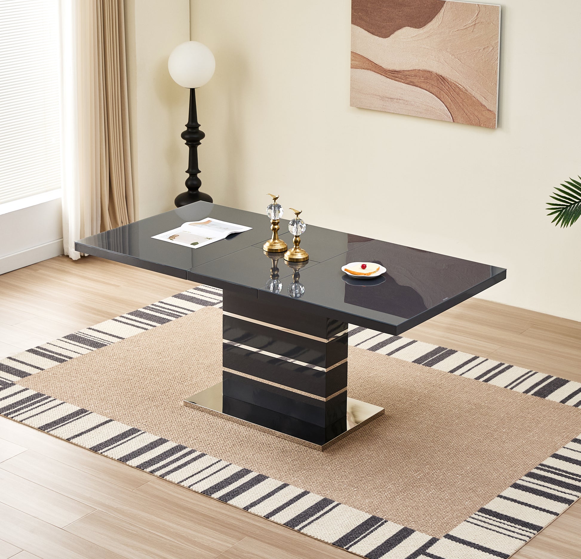 Modern MDF and Tempered Glass Dining Table