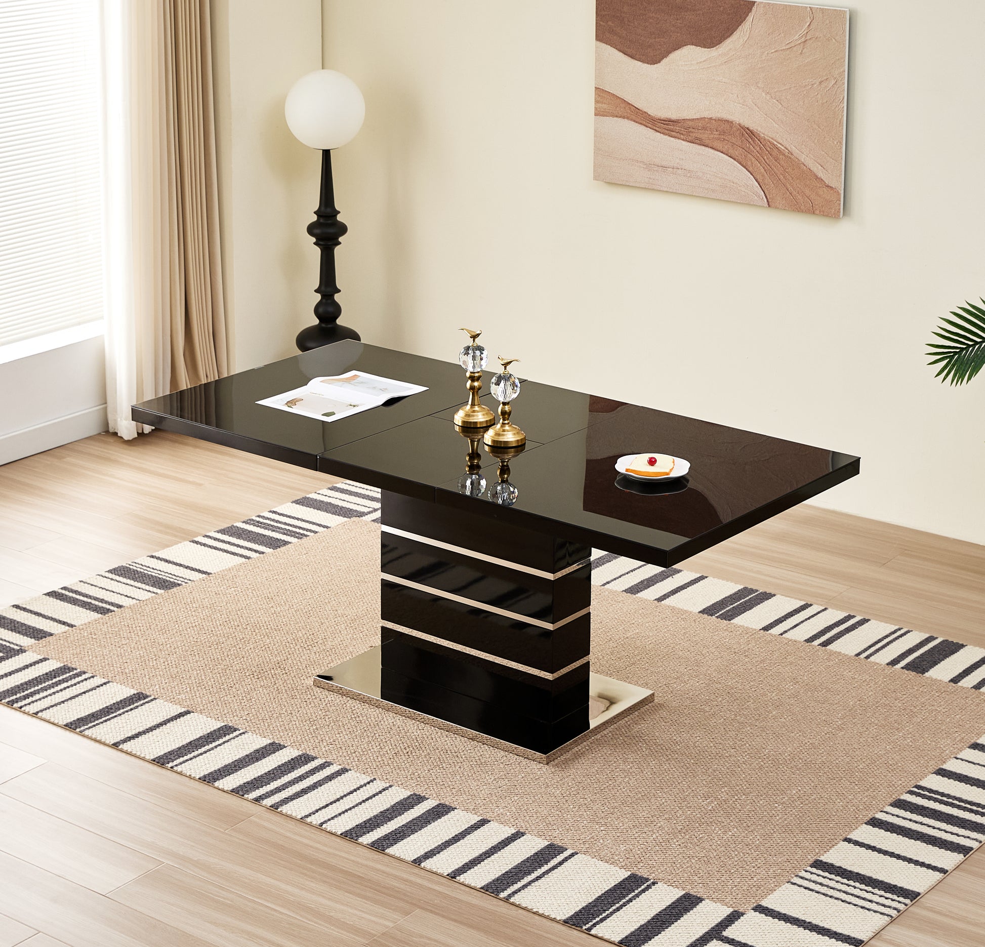Modern MDF and Tempered Glass Dining Table