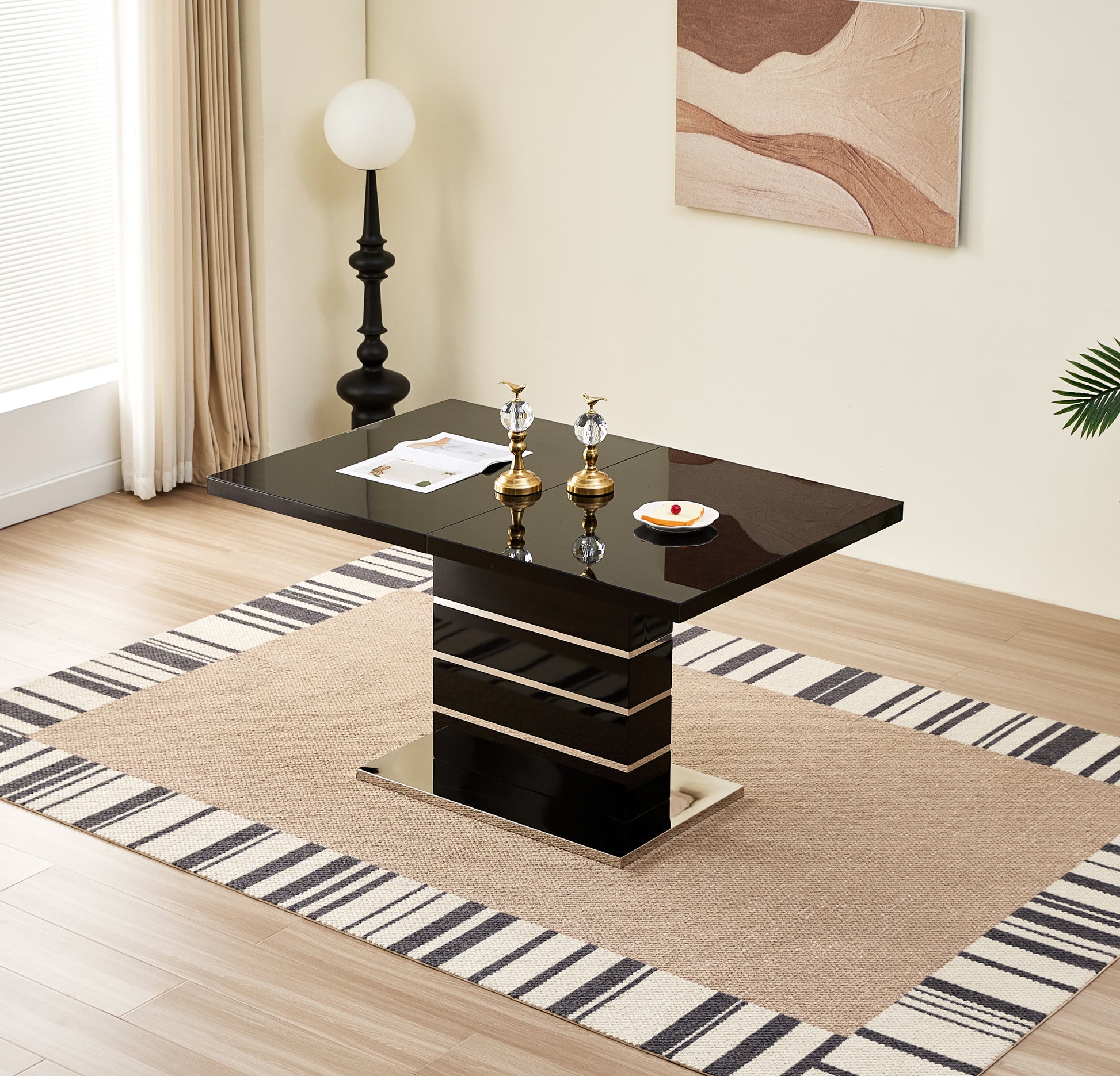 Modern MDF and Tempered Glass Dining Table