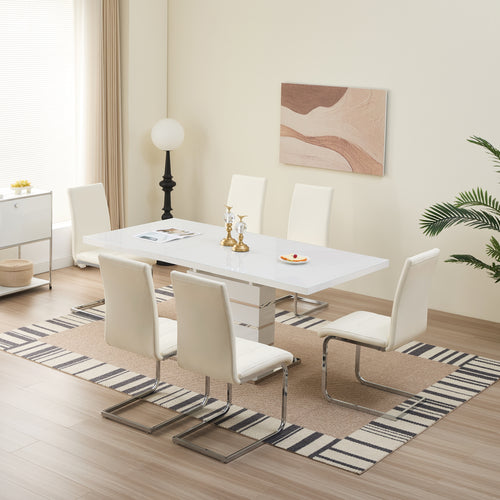 Modern MDF and Tempered Glass Dining Table