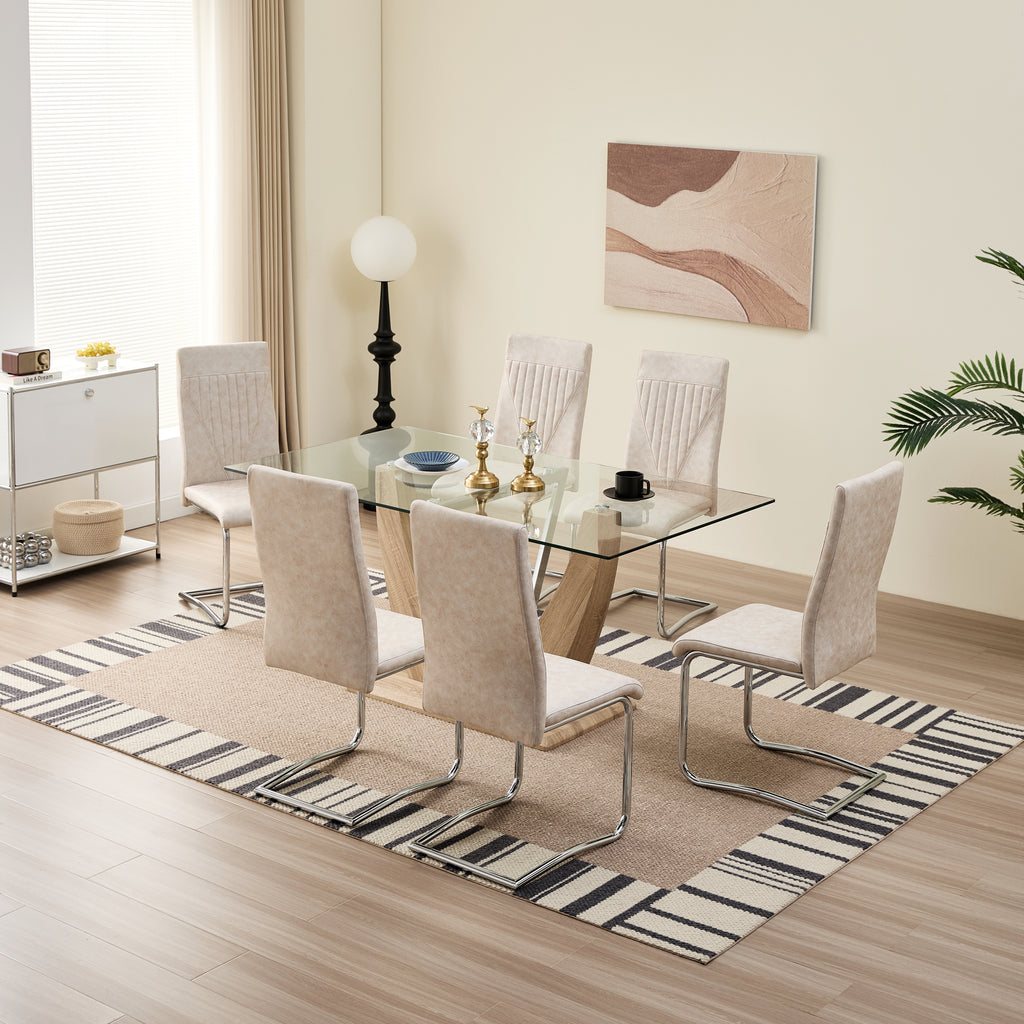 Modern Tempered Glass Rectangular Dining Table