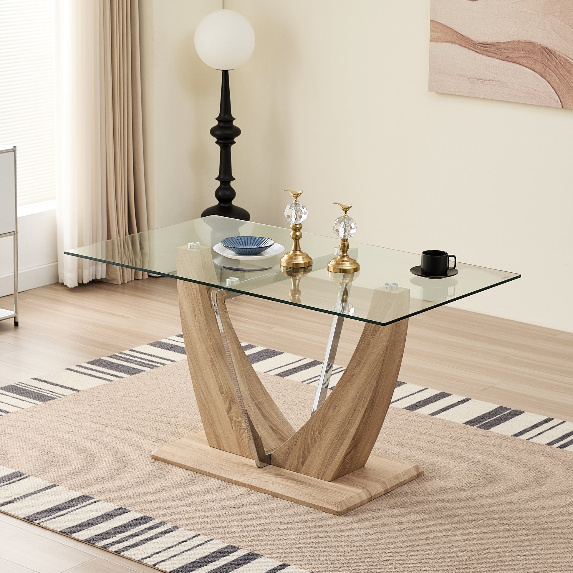 Modern Tempered Glass Rectangular Dining Table