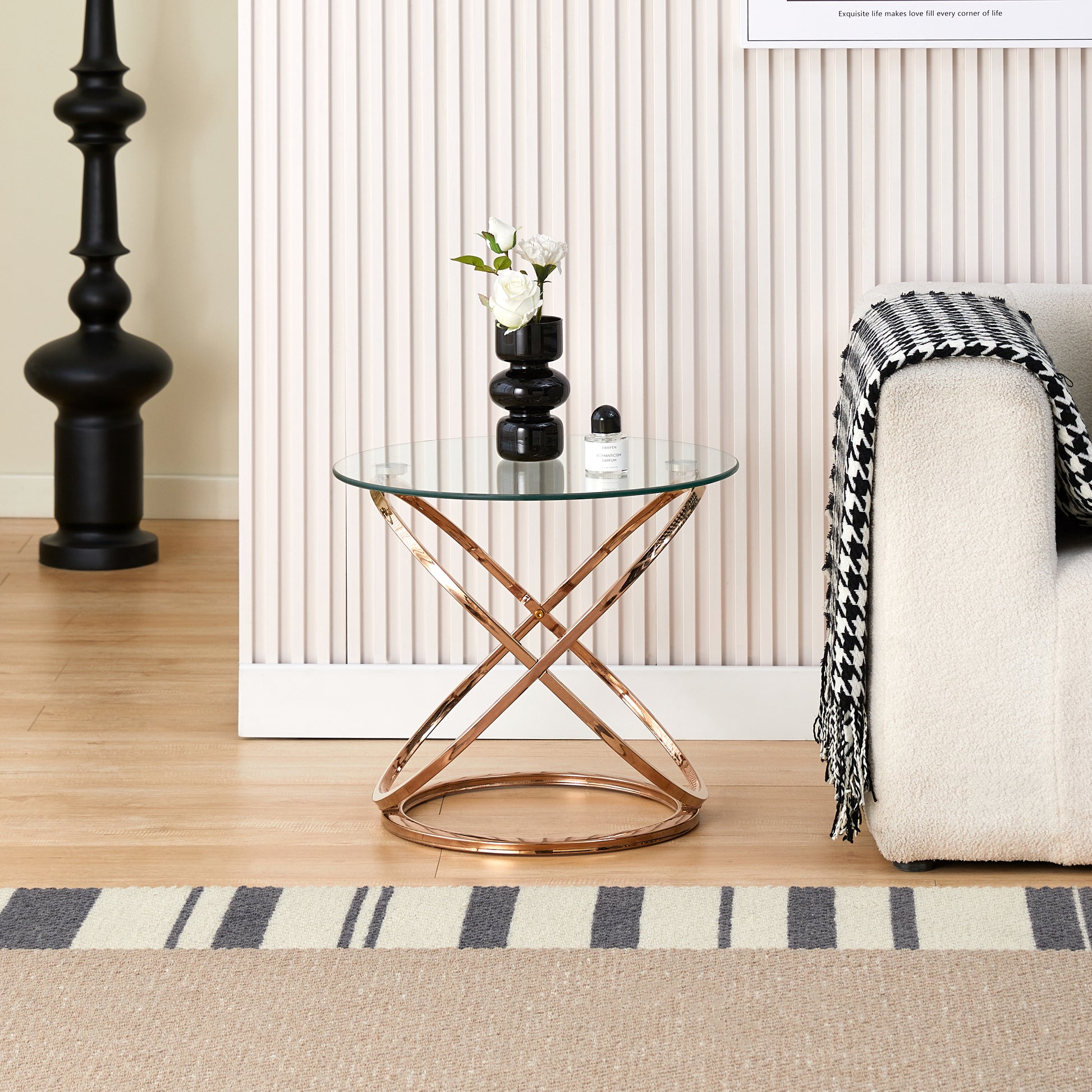 Modern Side Table with Tempered Glass