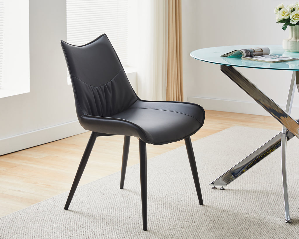 Set of 2 Modern Dining Chairs with PU Leather Upholstery