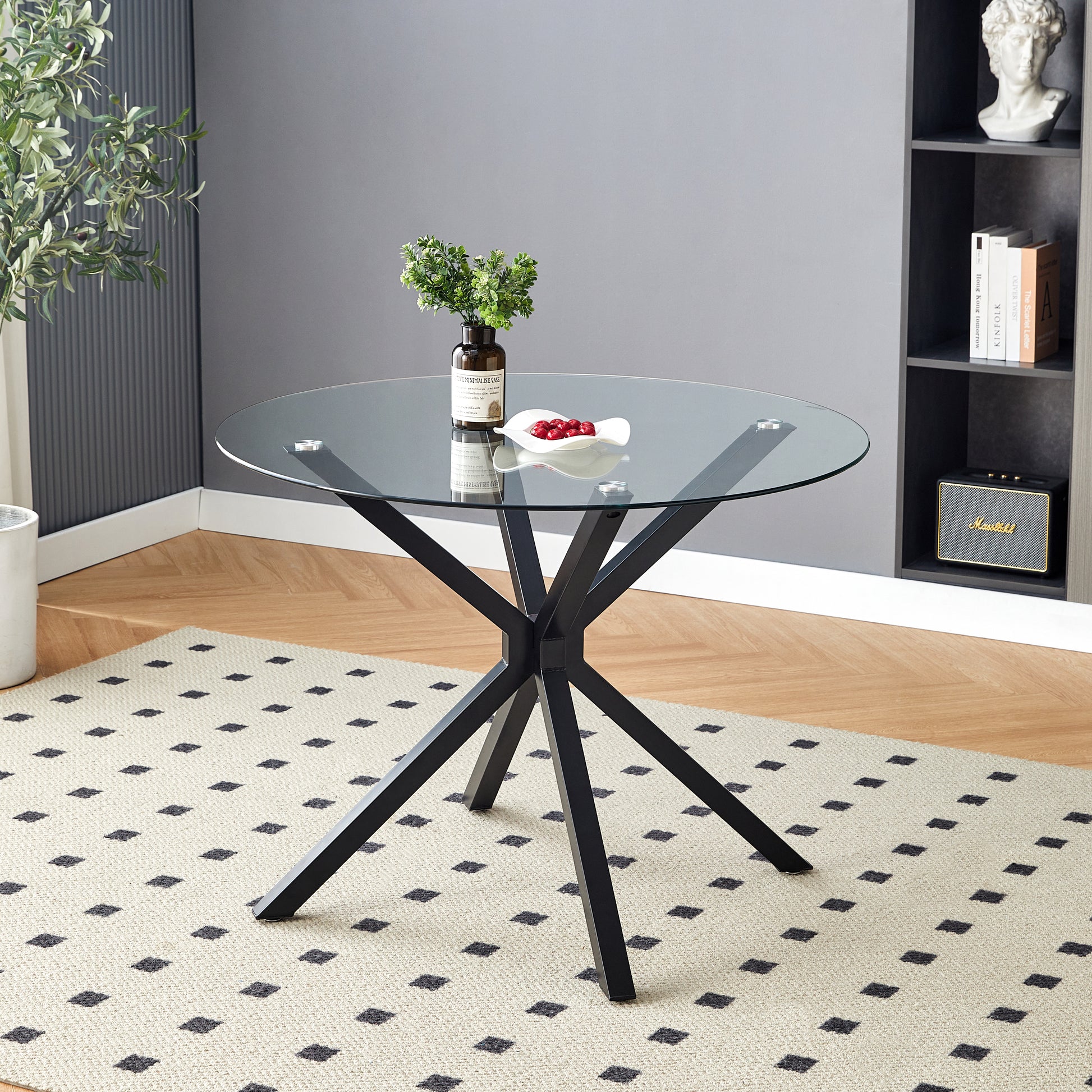 Modern Round Tempered Glass Dining Table
