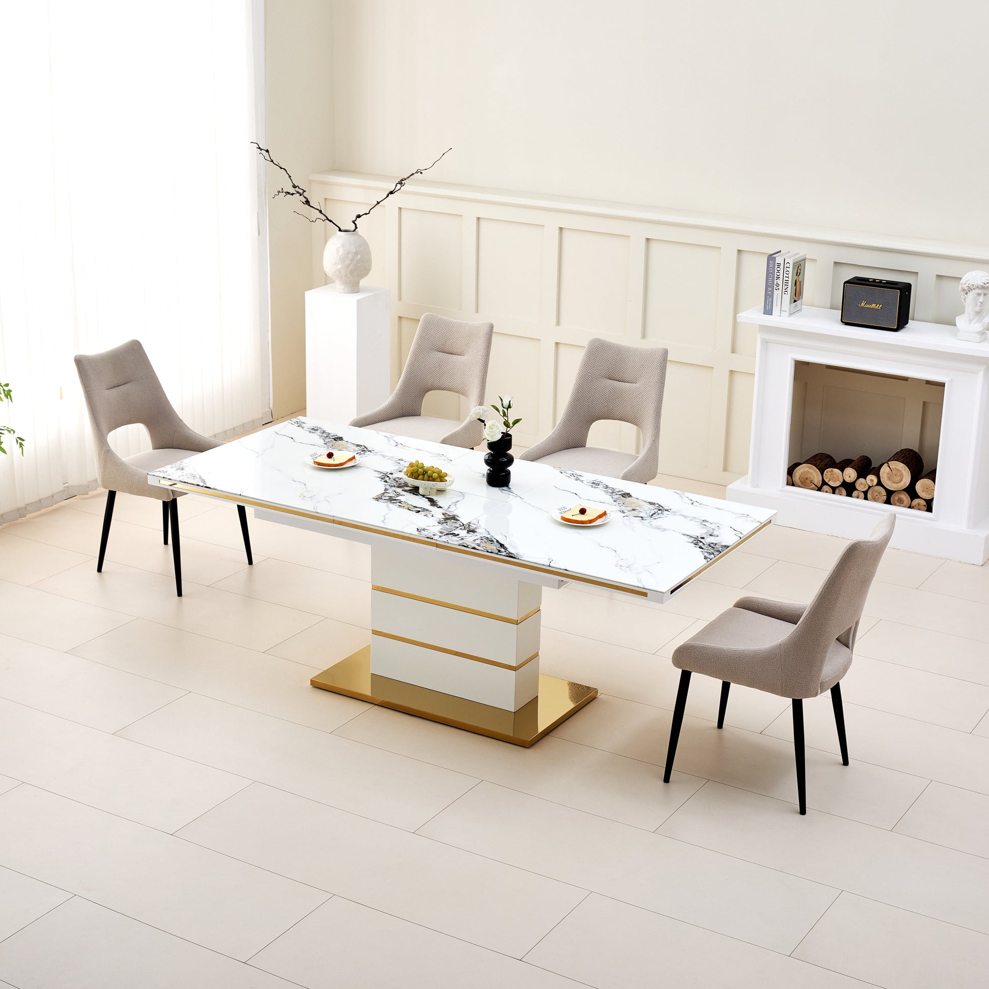 Glass Sticker, Resin & MDF dining table