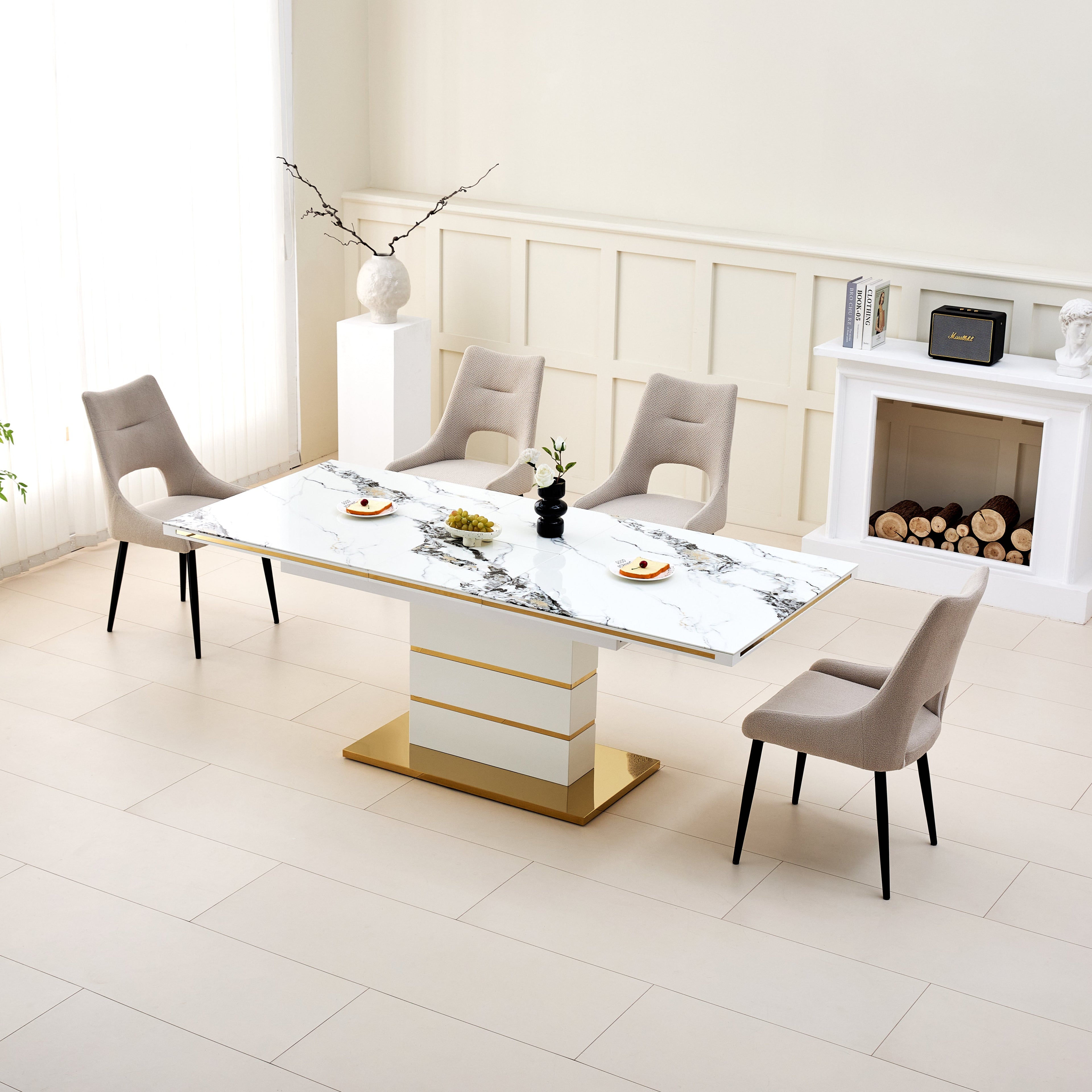 Glass Sticker, Resin & MDF dining table