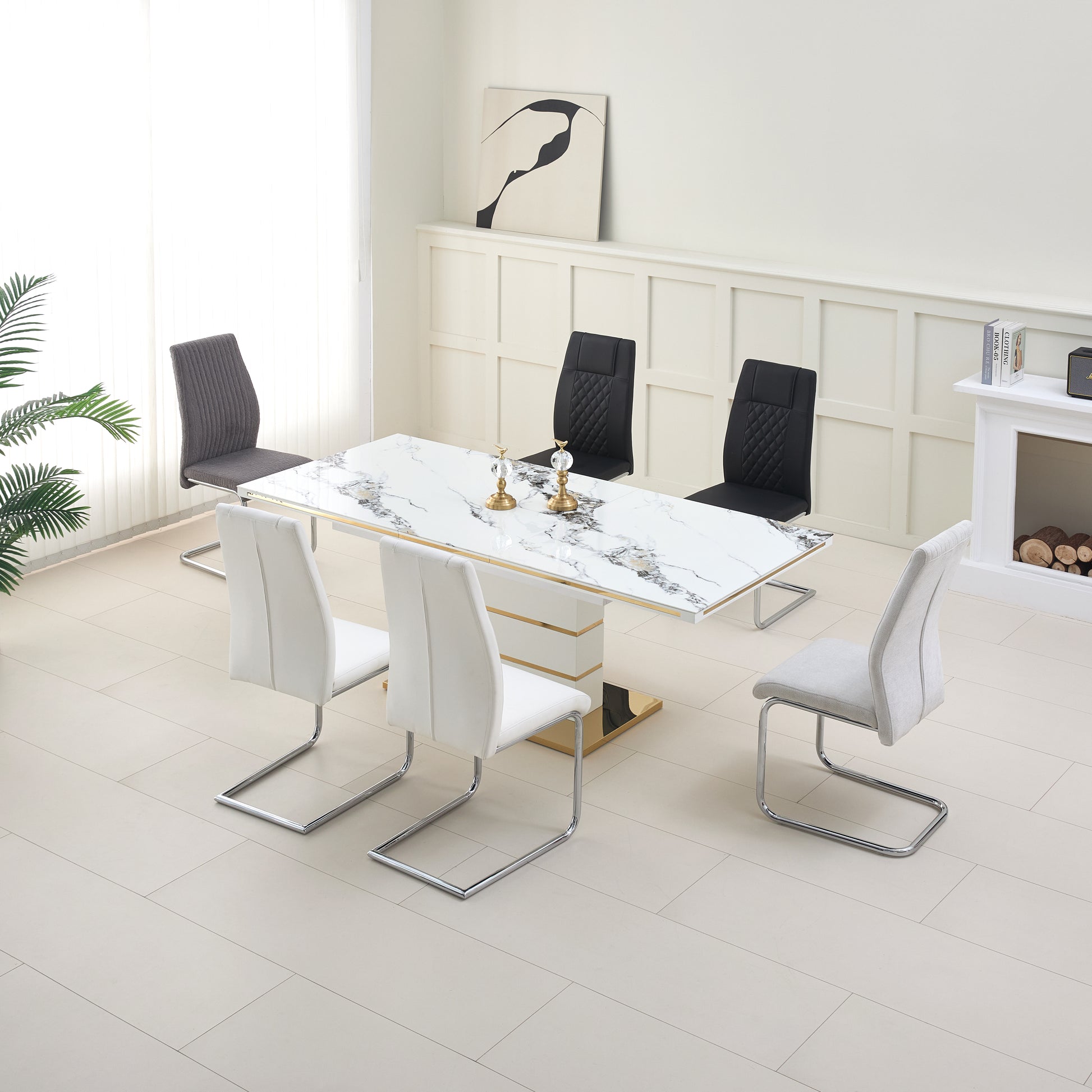 Glass Sticker, Resin & MDF dining table