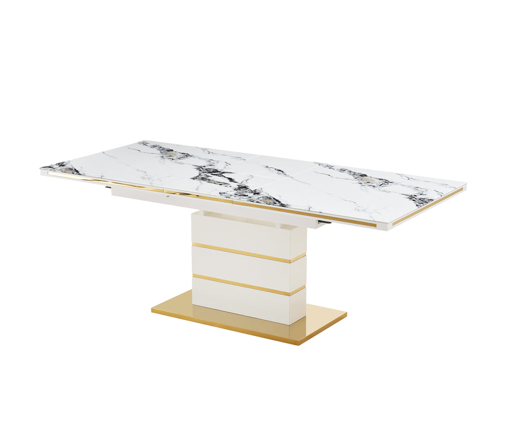 Modern Glass Sticker, Resin & MDF Dining Table