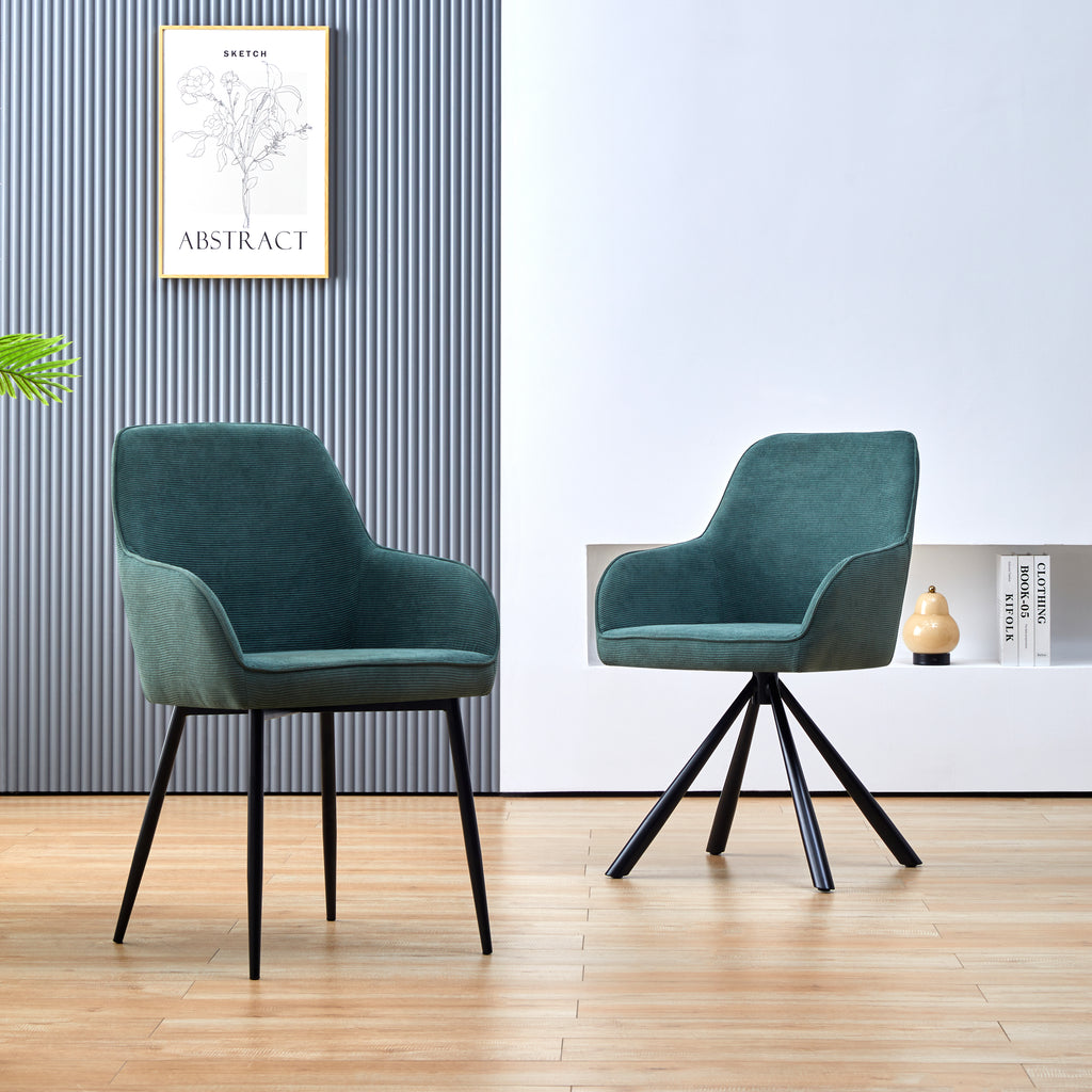 Set of 2 Modern Dining Chairs with Soft Corduroy