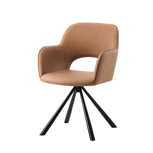 Modern Dining Chairs with PU Leather Upholstery Red Brown