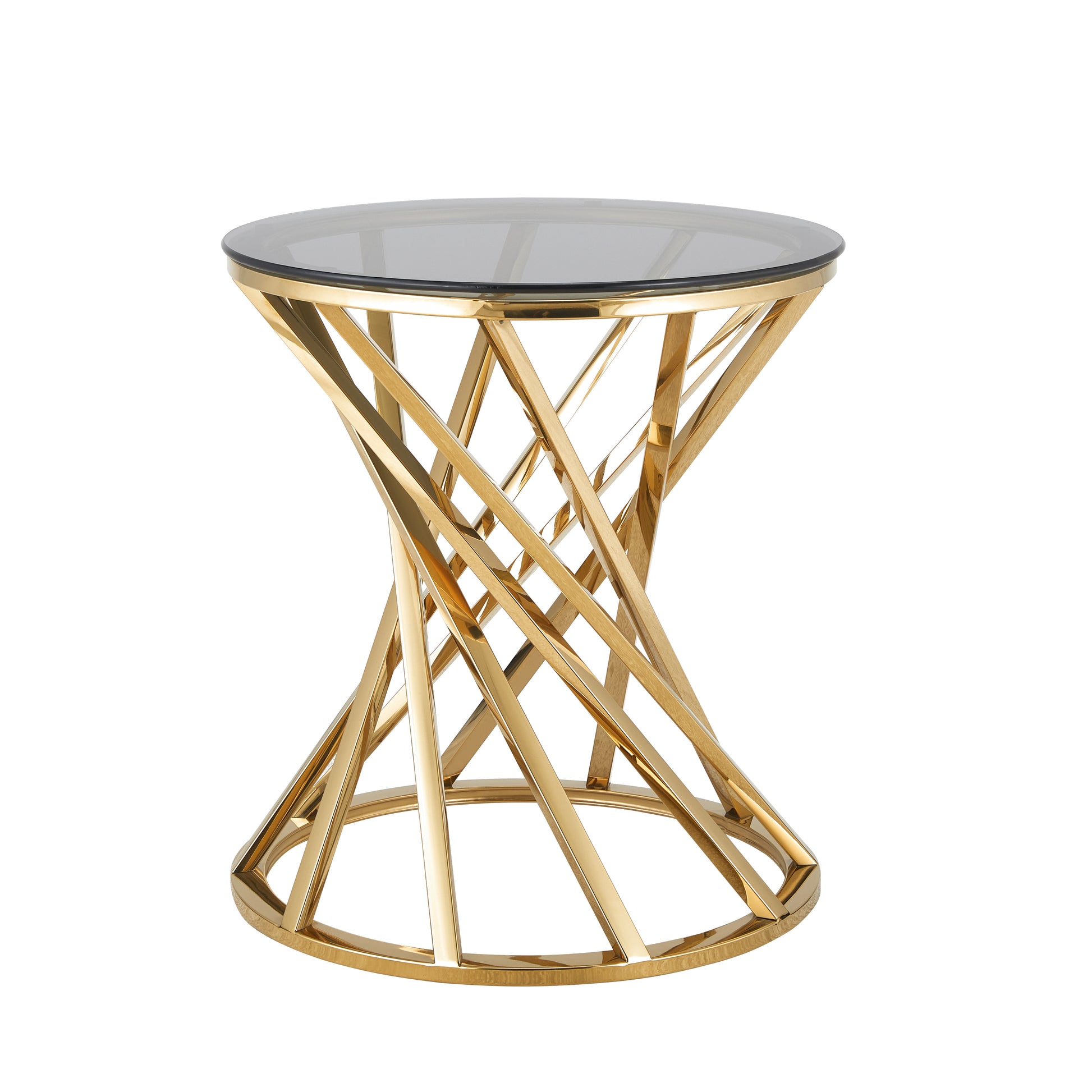 Modern Side Table with Blue Crystal Grey Tempered Glass