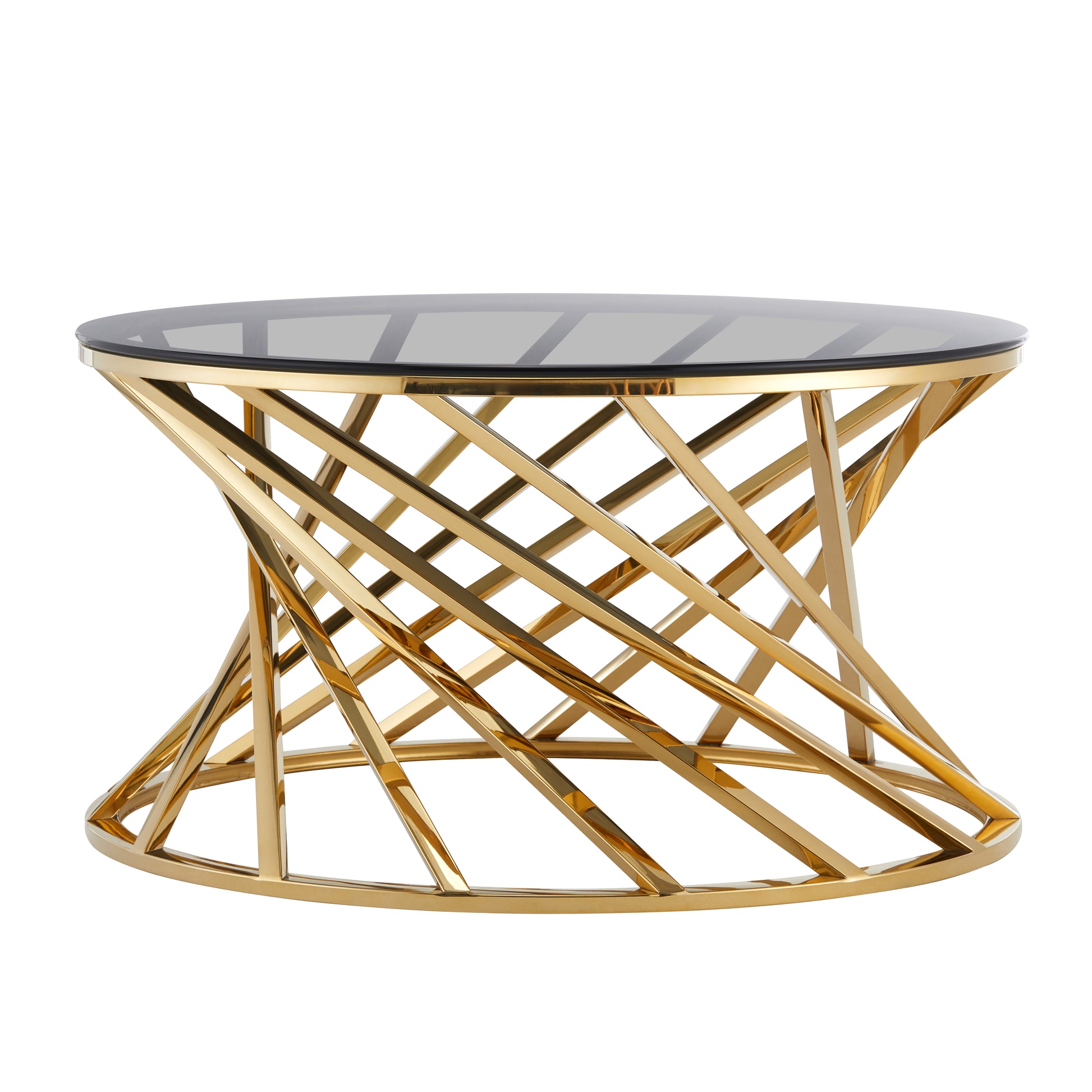 Modern Coffee Table with Blue Crystal Grey Tempered Glass