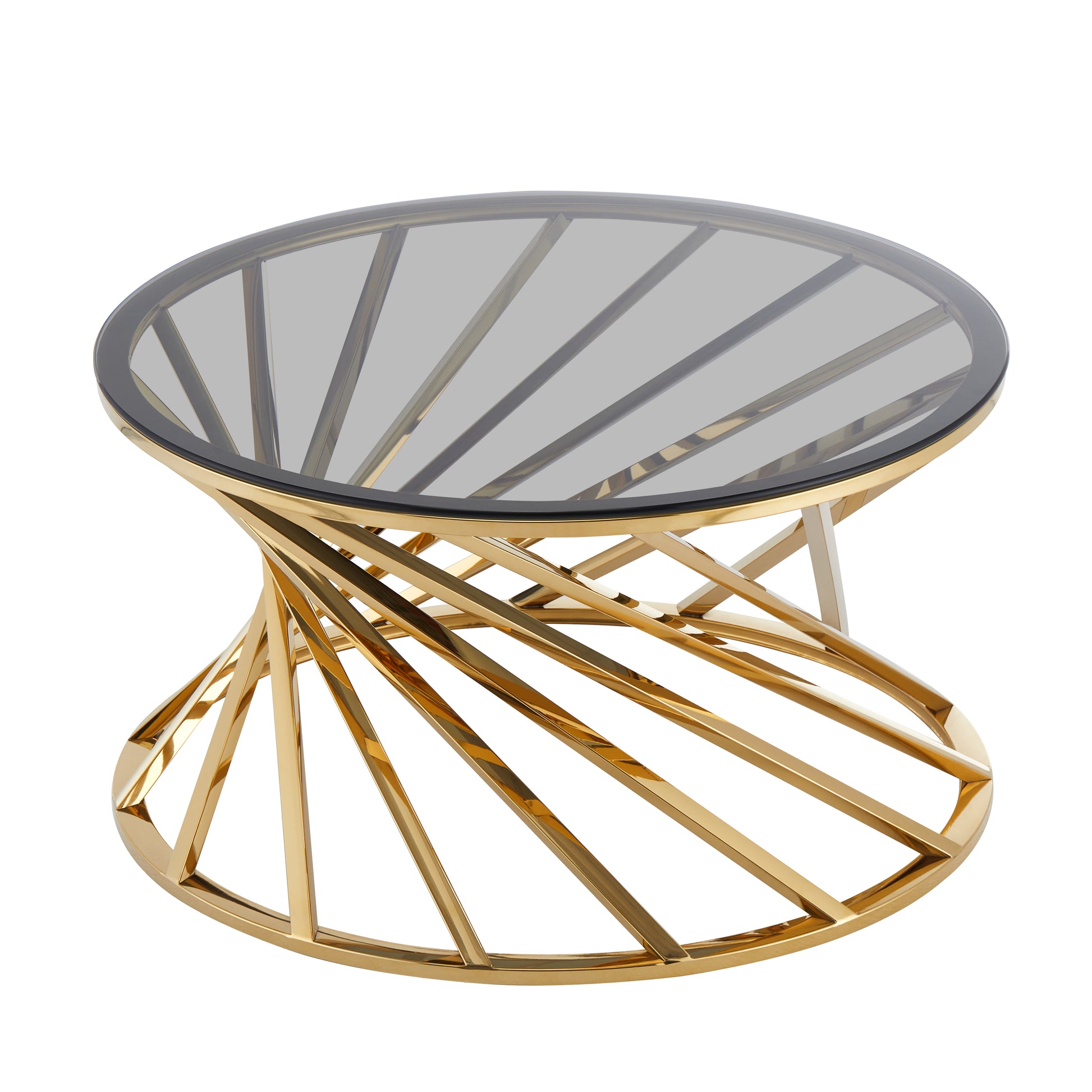 Modern Coffee Table with Blue Crystal Grey Tempered Glass